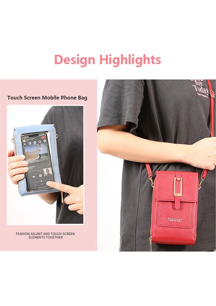 Kadın Yumuşak Deri Dokunmatik Ekran Cep Telefonu Crossbody Omuz (Yurt Dışından)