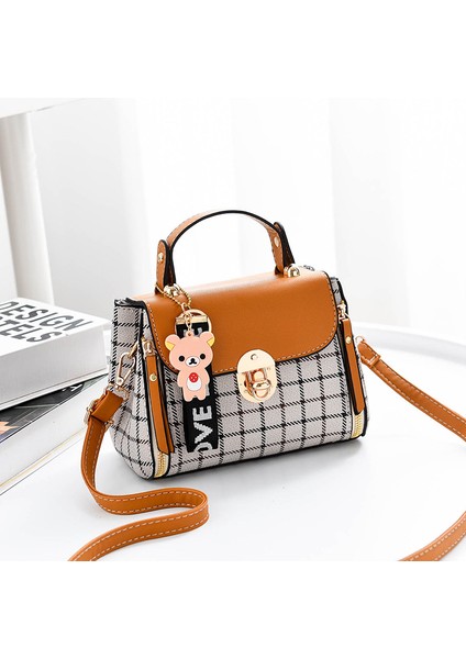 Ekose Desenli Çanta Kadın Tokalı Dekor Crossbody (Yurt Dışından)