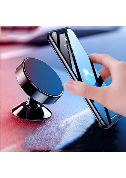 Universal Araç Telefon Tutucu Manyetik Mıknatıslı Yapışkanlı Telefon Standı Gümüş