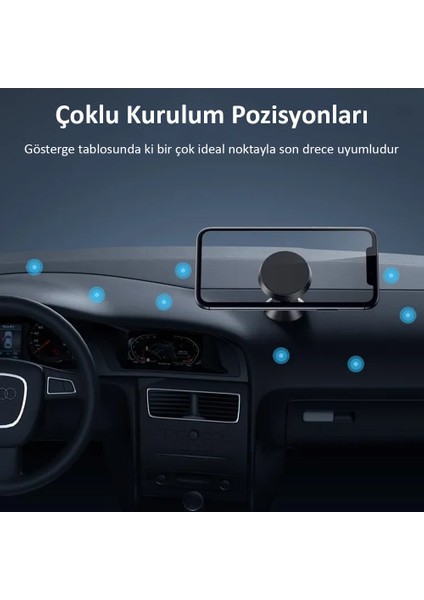Universal Araç Telefon Tutucu Manyetik Mıknatıslı Yapışkanlı Telefon Standı Gümüş modelleri