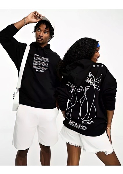 Picasso Baskı Oversize Sweatshirt