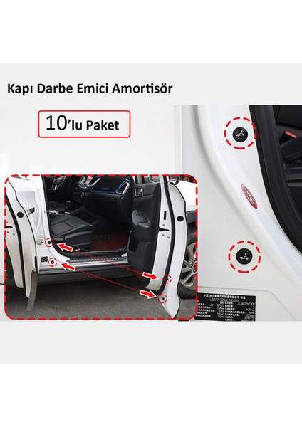 Universal Araç Kapı Kaput Bagaj Çarpma Koruyucu Amortisör Darbe Önleyici Stoper Siyah 10 Adet