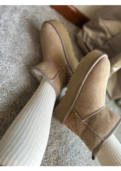 Callie Classic Kısa Platform Taba Kadın Deri Bot fiyatları