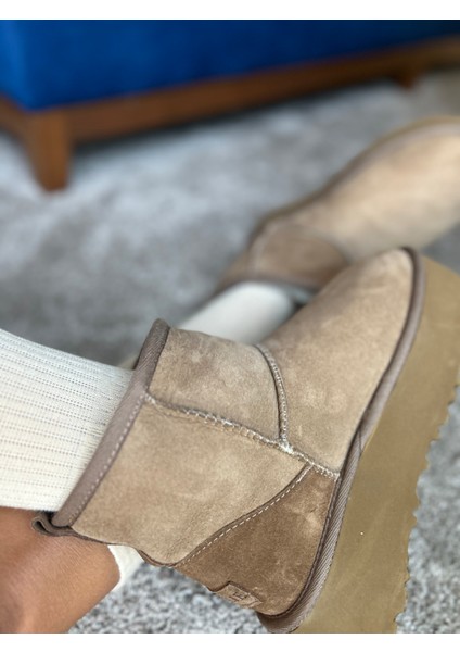Callie Classic Kısa Platform Taba Kadın Deri Bot fırsatları