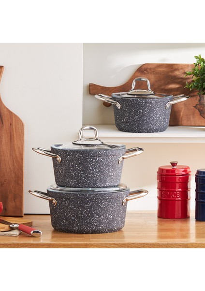 Biogranit Navy Stone 6 Parça Midi Tencere Seti