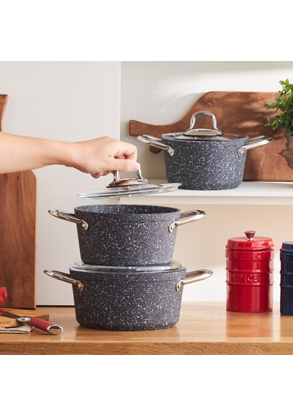 Biogranit Navy Stone 6 Parça Midi Tencere Seti