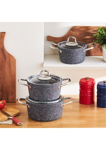 Biogranit Navy Stone 6 Parça Midi Tencere Seti