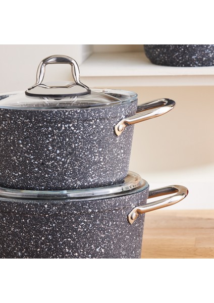 Biogranit Navy Stone 6 Parça Midi Tencere Seti