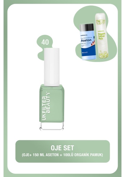 No:40 Oje + Aseton 150 ml + Pamuk 100 Adet