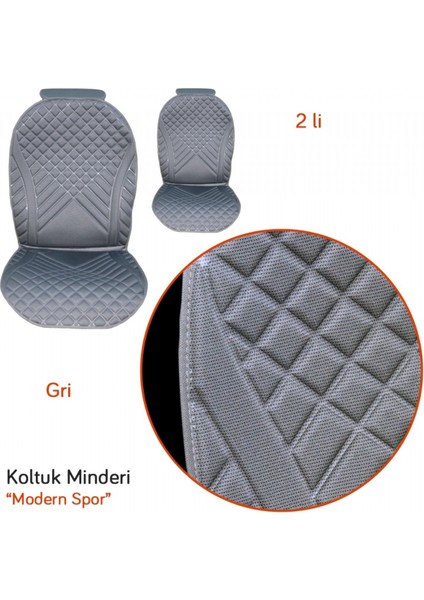Koltuk Minderi Modern Spor Gri 2 Li BR4818102 Koyu Gri