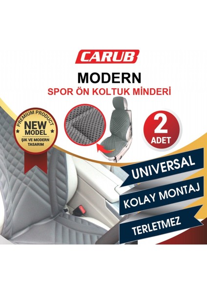 Koltuk Minderi Modern Spor Gri 2 Li BR4818102 Koyu Gri