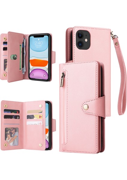 Ile Uyumluiphone 11 Mıknatıslı Deri Zip Cüzdan Kart Sahibi (Yurt Dışından)