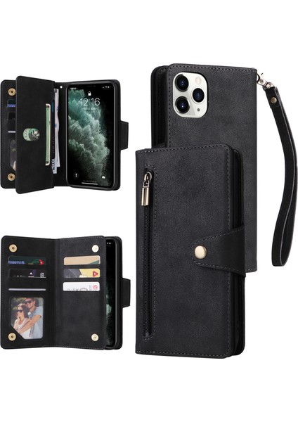 Ile Uyumluiphone 11 Pro Mıknatıslı Deri Zip Cüzdan Kart Sahibi (Yurt Dışından)