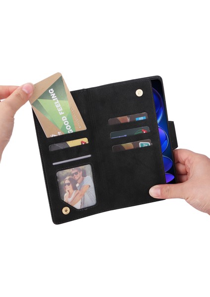 Ile Uyumluredmi Note 12 Mıknatıslı Deri Zip Cüzdan Kart Sahibi (Yurt Dışından)