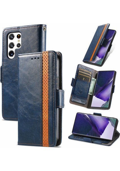 Ile Uyumlu Samsung Galaxy S22 Ultra Cüzdan Kılıfı, Kart Tutuculu Pu Deri Flip Kılıf Rfıd Engelleme Kickstand Telefon Kapağı (Yurt Dışından)