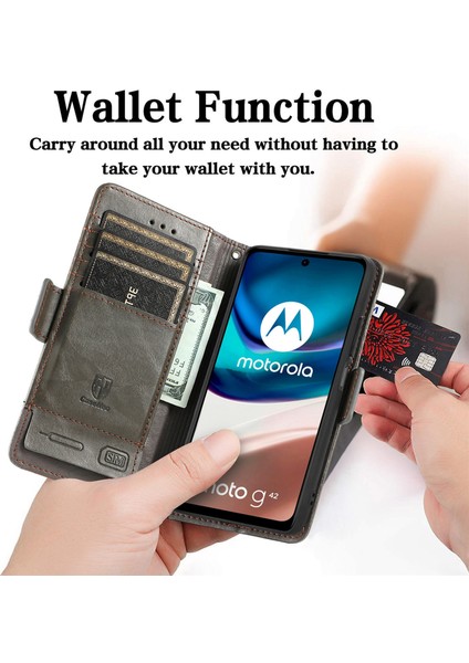Ile Uyumlu Motorola Moto G42 Cüzdan Kılıfı, Kart Tutuculu Pu Deri Flip Kılıf Rfıd Engelleme Kickstand Telefon Kapağı (Yurt Dışından) fiyatları