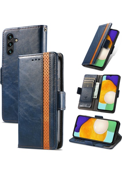 - 1383 Samsung Galaxy A13 5g Için Kart Tutuculu Pu Deri Cüzdan Telefon Kılıfı - Mavi (Yurt Dışından)