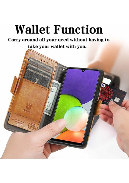 Ile Uyumlu Samsung Galaxy A22 4g Cüzdan Kılıfı, Kart Tutuculu Pu Deri Flip Kılıf Rfıd Engelleme Kickstand Telefon Kapağı (Yurt Dışından) fiyatları
