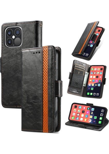 Ile Uyumlu iPhone 13 Pro Max Cüzdan Kılıfı, Kart Tutuculu Pu Deri Flip Kılıf Rfıd Engelleme Kickstand Telefon Kapağı (Yurt Dışından)