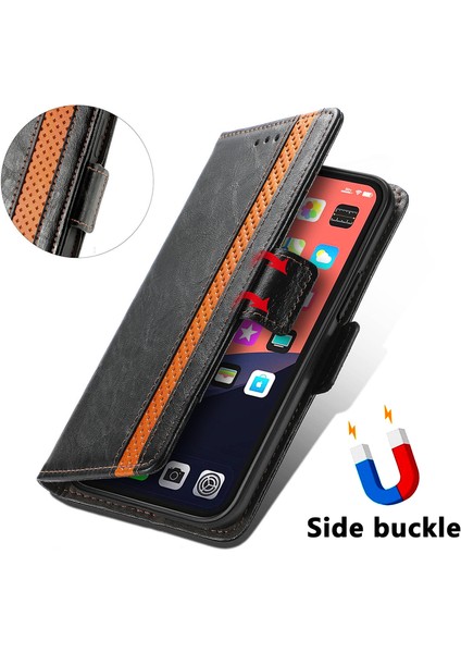Ile Uyumlu iPhone 13 Pro Max Cüzdan Kılıfı, Kart Tutuculu Pu Deri Flip Kılıf Rfıd Engelleme Kickstand Telefon Kapağı (Yurt Dışından)