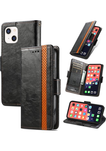 Ile Uyumlu iPhone 13 Mini Cüzdan Kılıfı, Kart Tutuculu Pu Deri Flip Kılıf Rfıd Engelleme Kickstand Telefon Kapağı (Yurt Dışından)