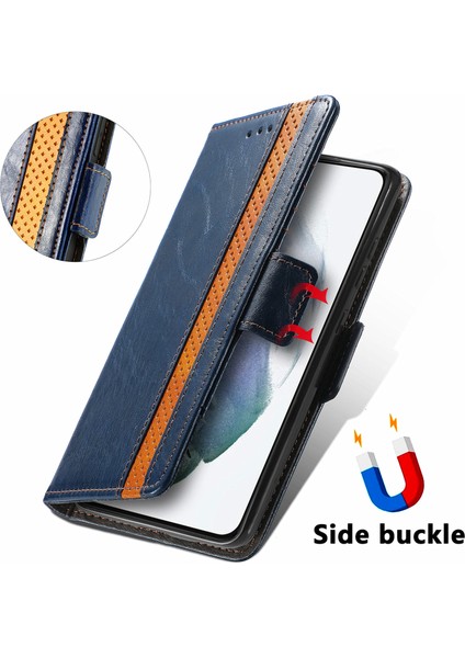 - 1383 Samsung Galaxy S21FE Için Kart Tutuculu Pu Deri Cüzdan Telefon Kılıfı - Mavi (Yurt Dışından) fırsatları
