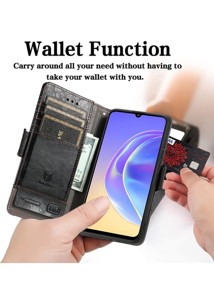 Ile Uyumlu Vıvo V21E 5g Cüzdan Kılıfı, Kart Tutuculu Pu Deri Flip Kılıf Rfıd Engelleme Kickstand Telefon Kapağı (Yurt Dışından) modelleri