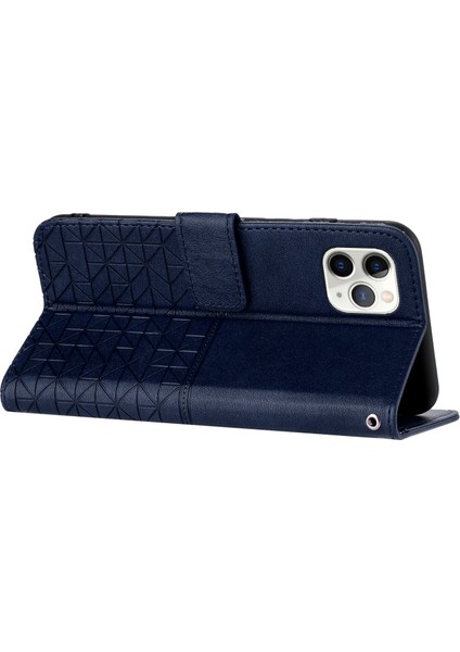 - 1383 iPhone 11 Pro Için Kart Tutuculu Deri Cüzdan Telefon Kılıfı - Mavi (Yurt Dışından)