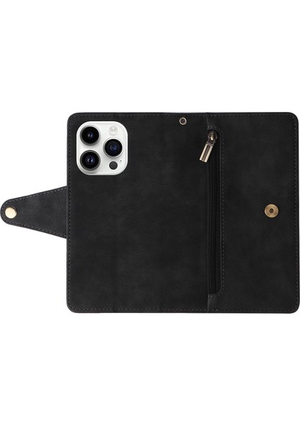 Ile Uyumluiphone 14 Pro Mıknatıslı Deri Zip Cüzdan Kart Sahibi (Yurt Dışından)