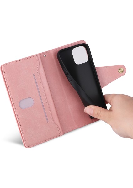 Ile Uyumluiphone 13 Mıknatıslı Deri Zip Cüzdan Kart Sahibi (Yurt Dışından)