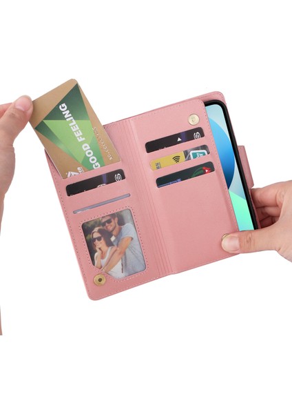 Ile Uyumluiphone 13 Mıknatıslı Deri Zip Cüzdan Kart Sahibi (Yurt Dışından)