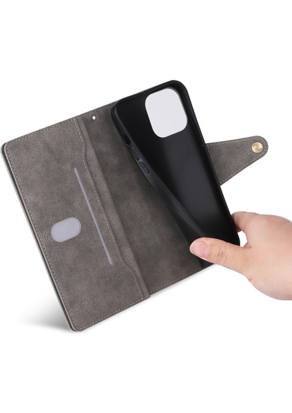 Ile Uyumluiphone 12 Pro Max Mıknatıslı Deri Zip Cüzdan Kart Sahibi (Yurt Dışından)