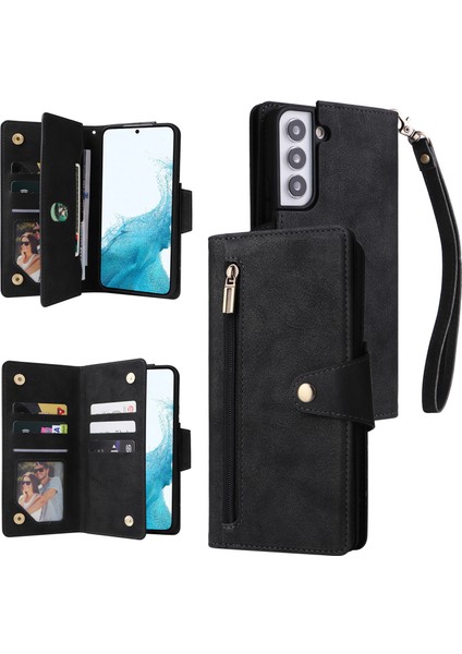 Ile Uyumlusamsung Galaxy S21 Ultra Mıknatıslı Deri Zip Cüzdan Kart Sahibi (Yurt Dışından)