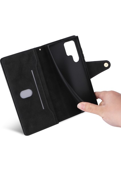 Ile Uyumlusamsung Galaxy S22 Ultra Mıknatıslı Deri Zip Cüzdan Kart Sahibi (Yurt Dışından) modelleri