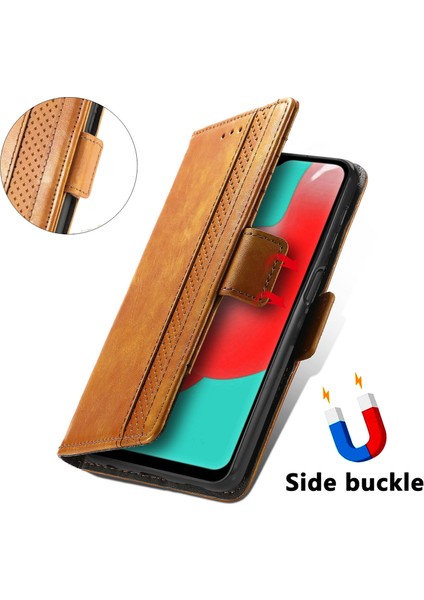 - 1383 Samsung Galaxy A32 5g Için Kart Tutuculu Pu Deri Cüzdan Telefon Kılıfı - Haki (Yurt Dışından)