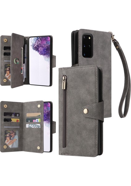 Ile Uyumlusamsung Galaxy S20 Plus Mıknatıslı Deri Zip Cüzdan Kart Sahibi (Yurt Dışından)