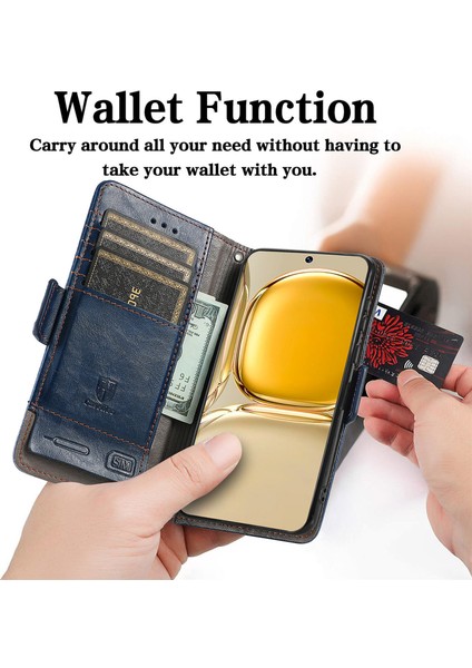 Ile Uyumlu Huawei P50 Pro Cüzdan Kılıfı, Kart Tutuculu Pu Deri Flip Kılıf Rfıd Engelleme Kickstand Telefon Kapağı (Yurt Dışından) modelleri