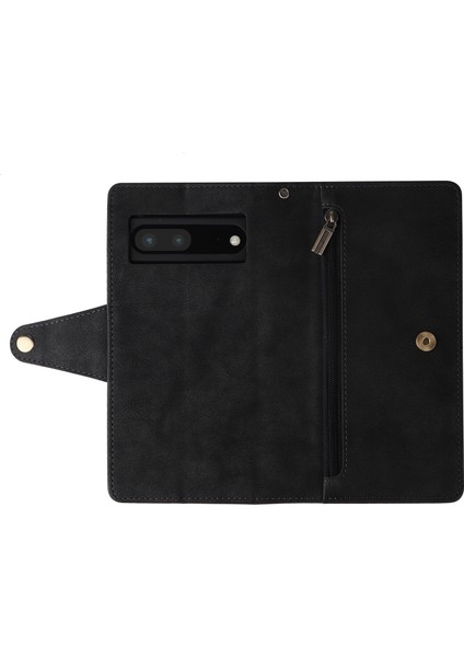Ile Uyumlugoogle Pixel 7 Pro Mıknatıslı Deri Zip Cüzdan Kart Sahibi (Yurt Dışından)