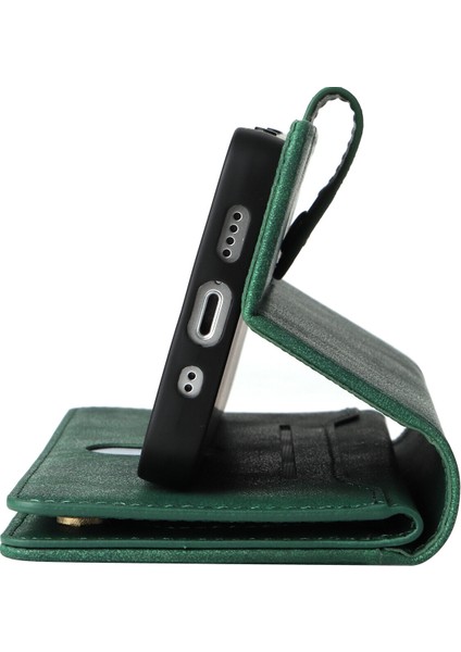 Ile Uyumluiphone 13 Mini Mıknatıslı Deri Zip Cüzdan Kart Sahibi (Yurt Dışından)