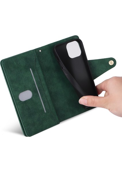 Ile Uyumluiphone 13 Mini Mıknatıslı Deri Zip Cüzdan Kart Sahibi (Yurt Dışından)