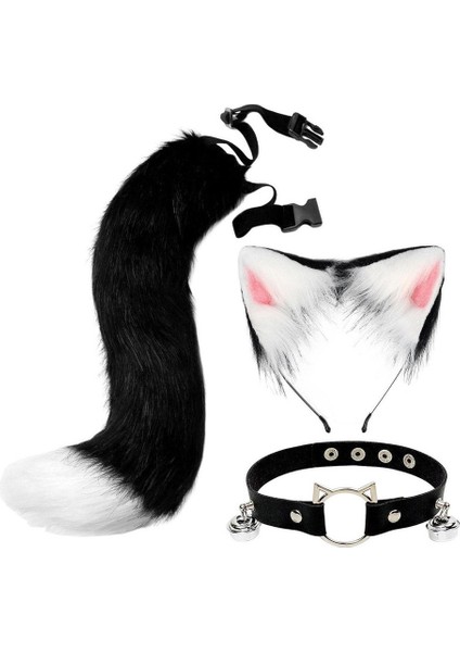 Sevimli Kuyruk Kedi Kulakları Cosplay Cadılar Bayramı Peluş (Yurt Dışından)