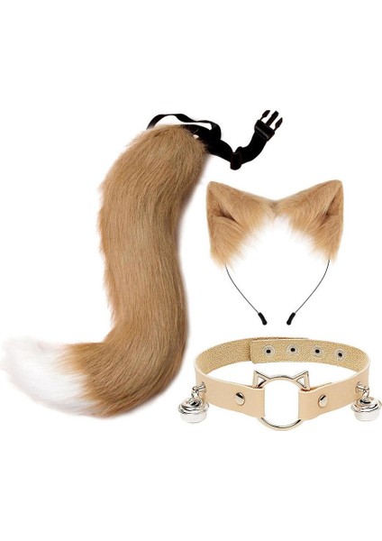 Sevimli Kuyruk Kedi Kulakları Cosplay Cadılar Bayramı Peluş (Yurt Dışından)