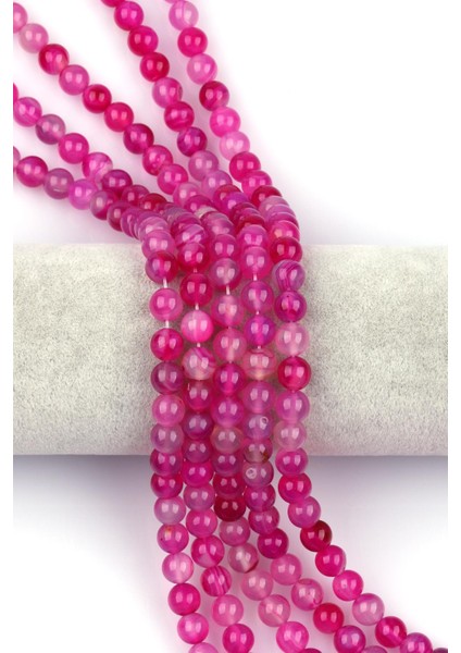 Pembe Akik Doğal Taş Dizi 8 mm Küre Kesim