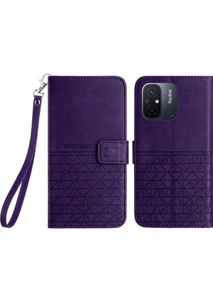 - 1383 Xiaomi Redmi 12C Için Kart Tutuculu Deri Cüzdan Telefon Kılıfı - Mor (Yurt Dışından)