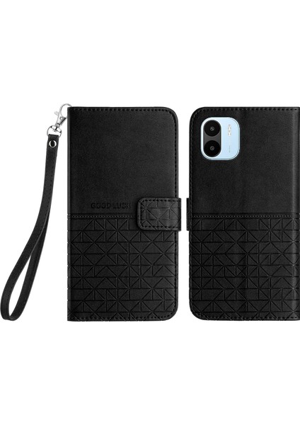 - 1383 Xiaomi Redmi A2/a1 Için Kart Tutuculu Deri Cüzdan Telefon Kılıfı - Siyah (Yurt Dışından)