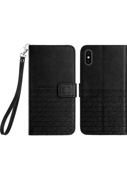 - 1383 iPhone Xs Max Için Kart Tutuculu Deri Cüzdan Telefon Kılıfı - Siyah (Yurt Dışından)