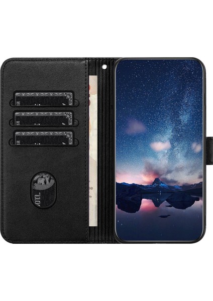 - 1383 iPhone 13 Pro Max Için Kart Tutuculu Deri Cüzdan Telefon Kılıfı - Siyah (Yurt Dışından)