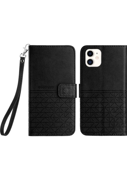 - 1383 iPhone 11 Için Kart Tutuculu Deri Cüzdan Telefon Kılıfı - Siyah (Yurt Dışından)