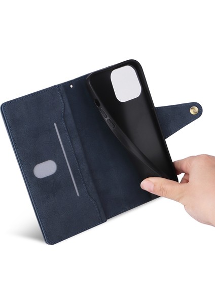 Ile Uyumluiphone 12 Pro Max Mıknatıslı Deri Zip Cüzdan Kart Sahibi (Yurt Dışından)