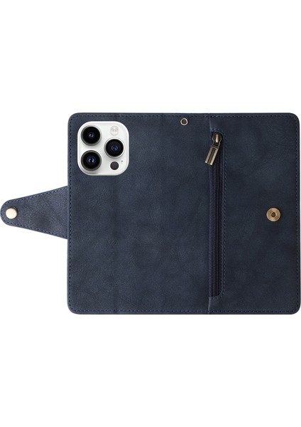 Ile Uyumluiphone 14 Pro Mıknatıslı Deri Zip Cüzdan Kart Sahibi (Yurt Dışından)